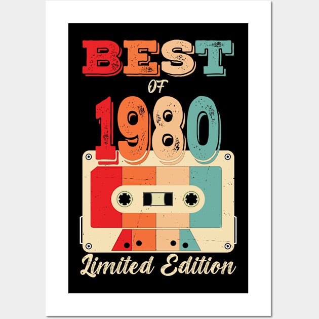 Retro Best of 1980 Cassette Tape 42th Birthday Wall Art by Art master